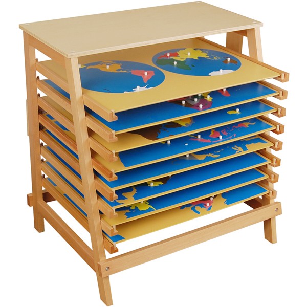 Geography Cabinet Set ( 8 maps, 2 Globes, Sandpaper Land and Water form cards)