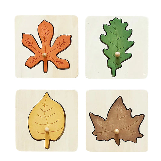 Wooden Leaf Pincer Puzzle (Set of 4)