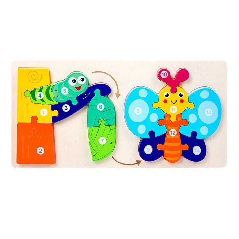 Wooden 3D Animal Lifecycle Progression Puzzle