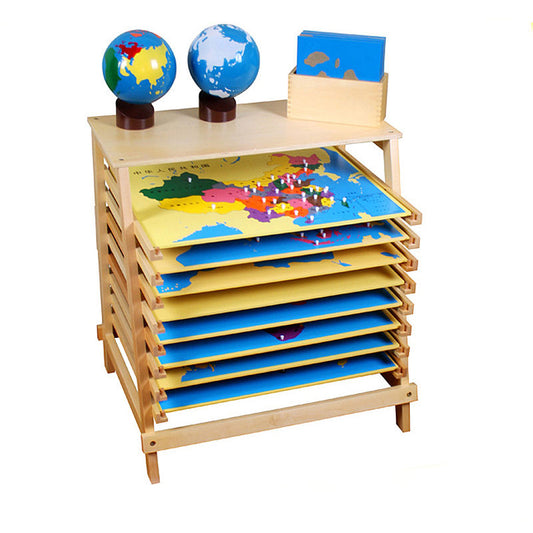 Geography Cabinet Set ( 8 maps, 2 Globes,  Sandpaper Land and Water form cards)