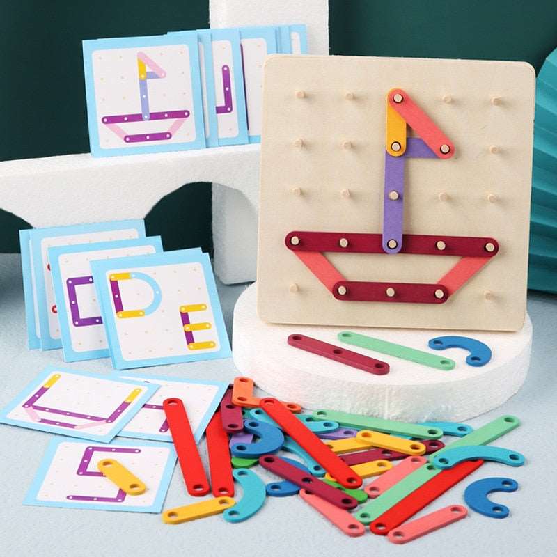 Geometric Pegboard with Cards