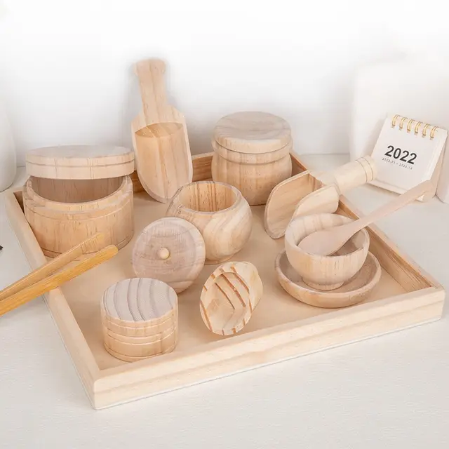 Wooden 12pc Tea Set