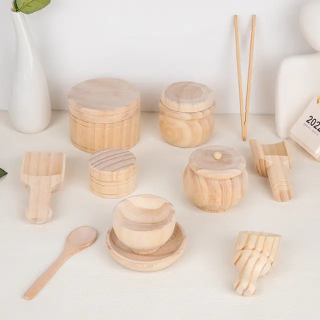 Wooden 12pc Tea Set