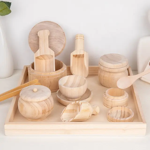 Wooden 12pc Tea Set