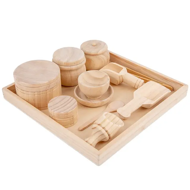 Wooden 12pc Tea Set