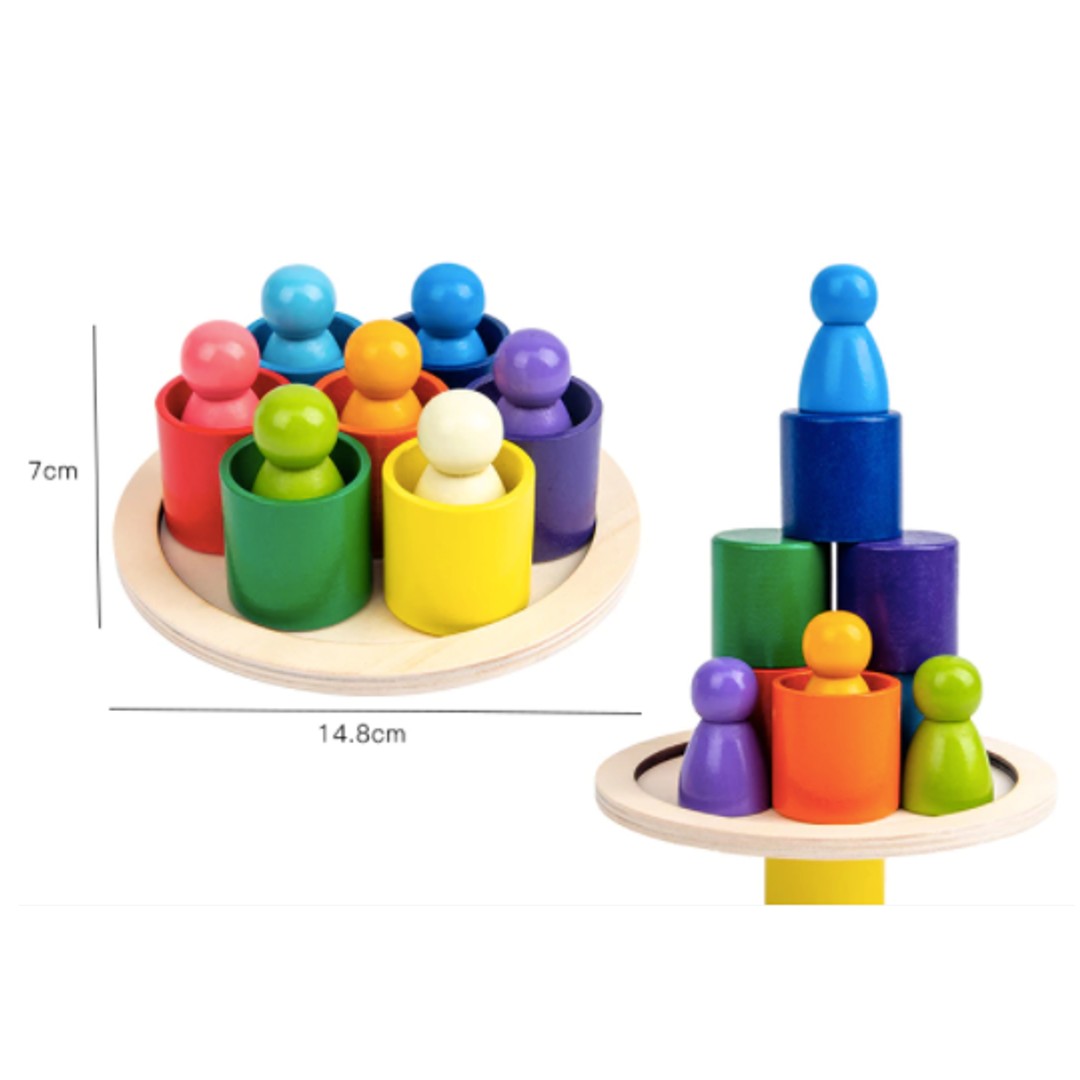 Rainbow Peg dolls in cups