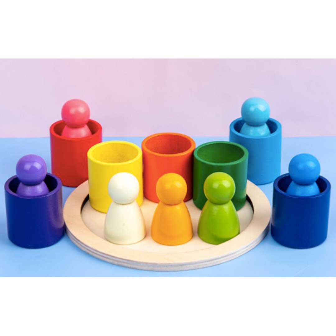 Rainbow Peg dolls in cups