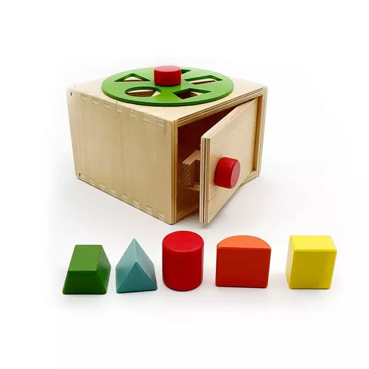 Shape Sorting Cube W Rotating Shape Wheel & Latch Lock