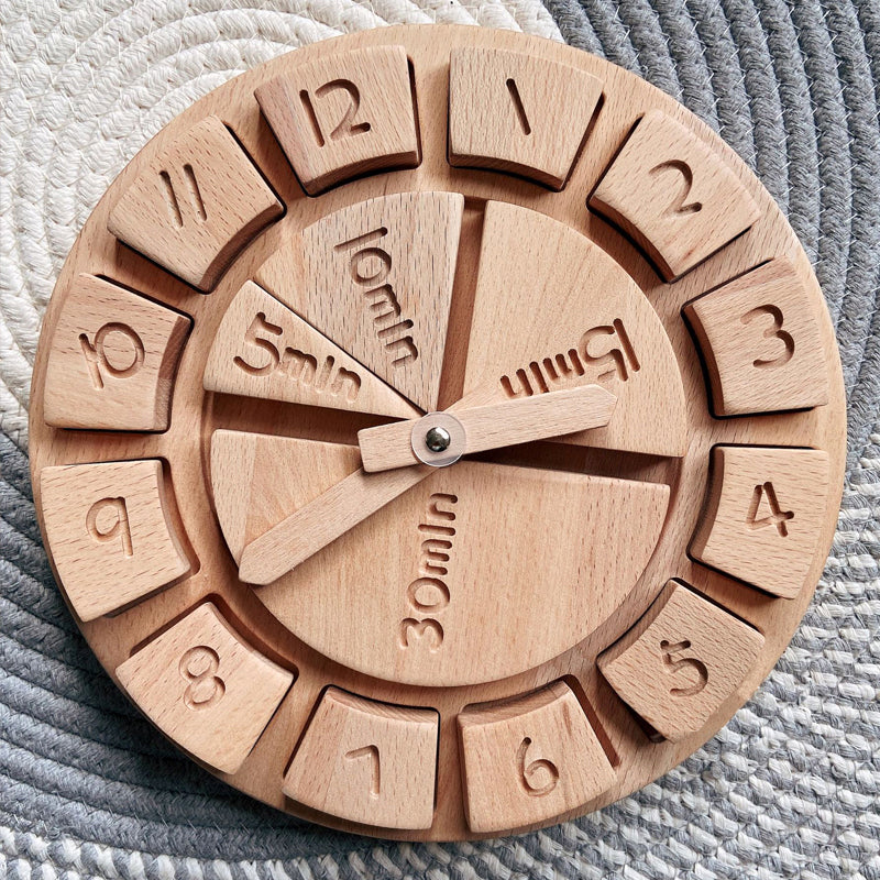 Wooden Clock with beech beads and wooden numbers